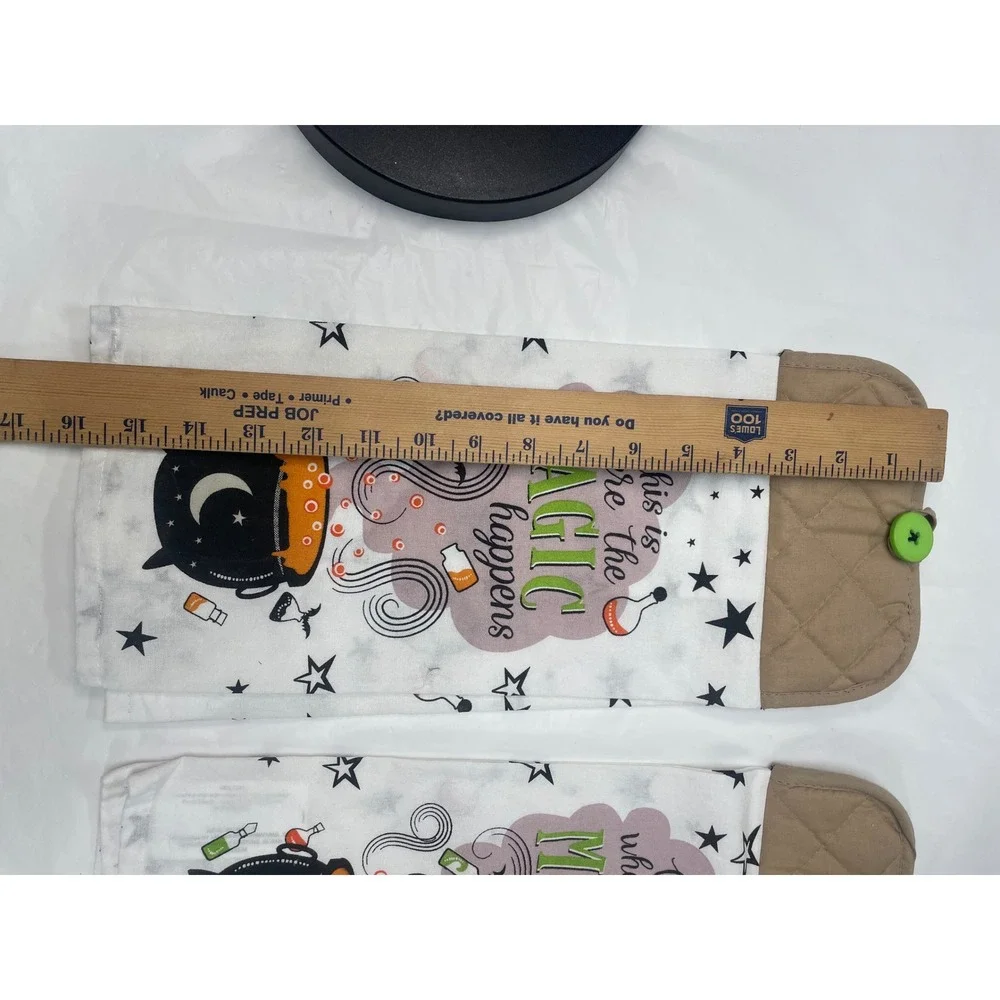 Halloween Hanging Kitchen Towels 4pc Set Bone Appetit Magic Happens Spooky Decor